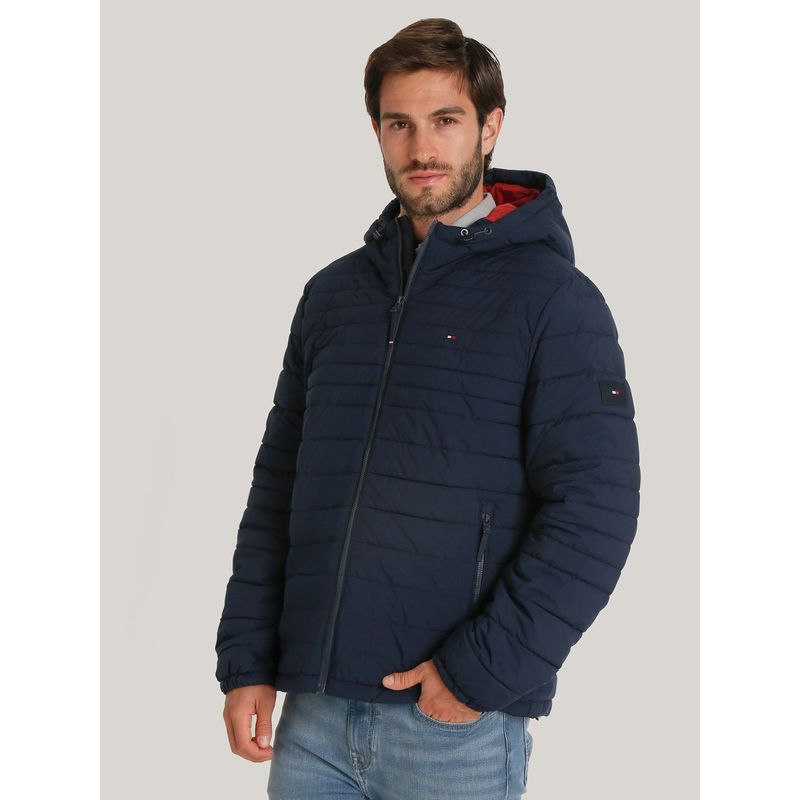 TOMMY HILFIGER - Parka Hoodie Solid Con Cierre Azul Tommy Hilfiger