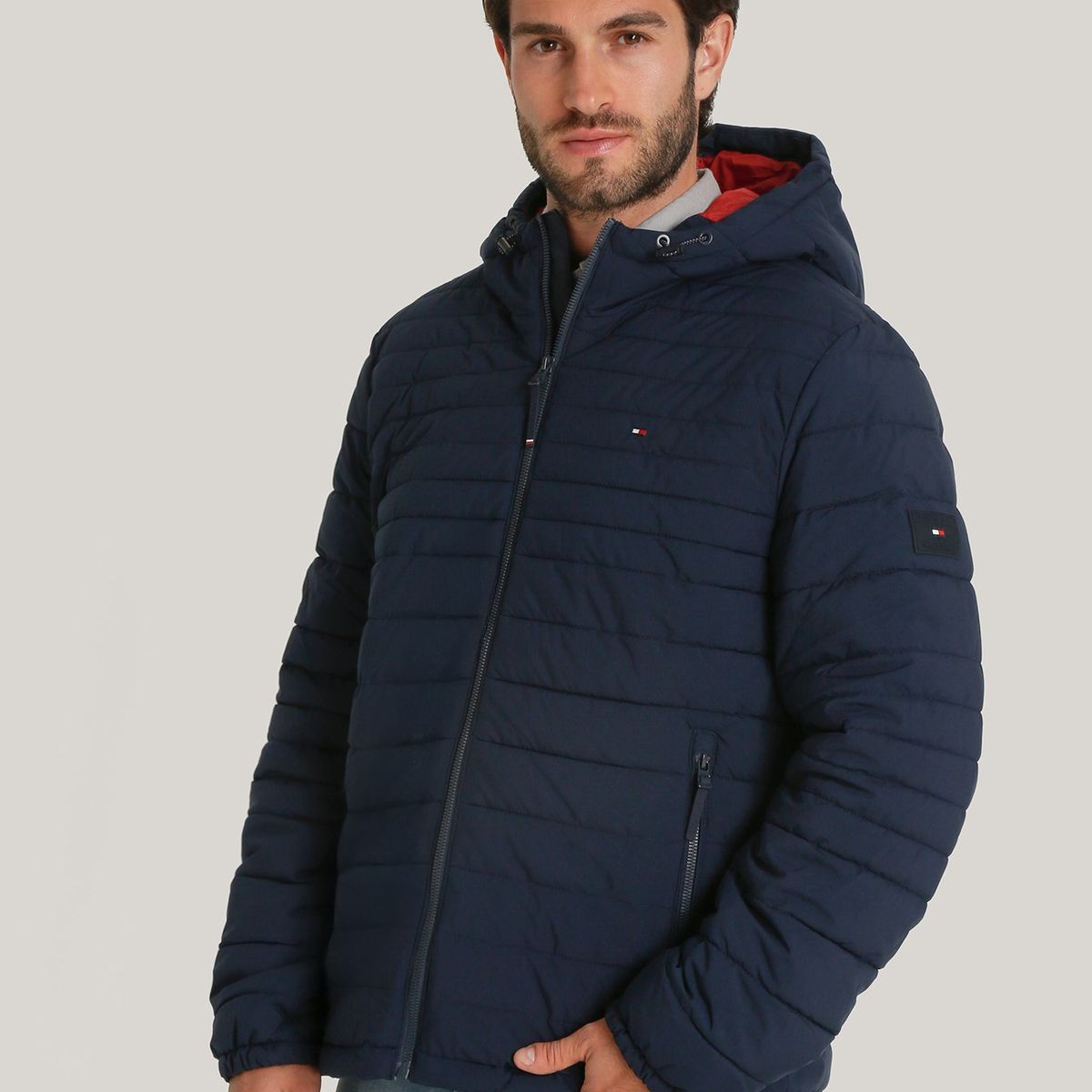 TOMMY HILFIGER - Parka Hoodie Solid Con Cierre Azul Tommy Hilfiger
