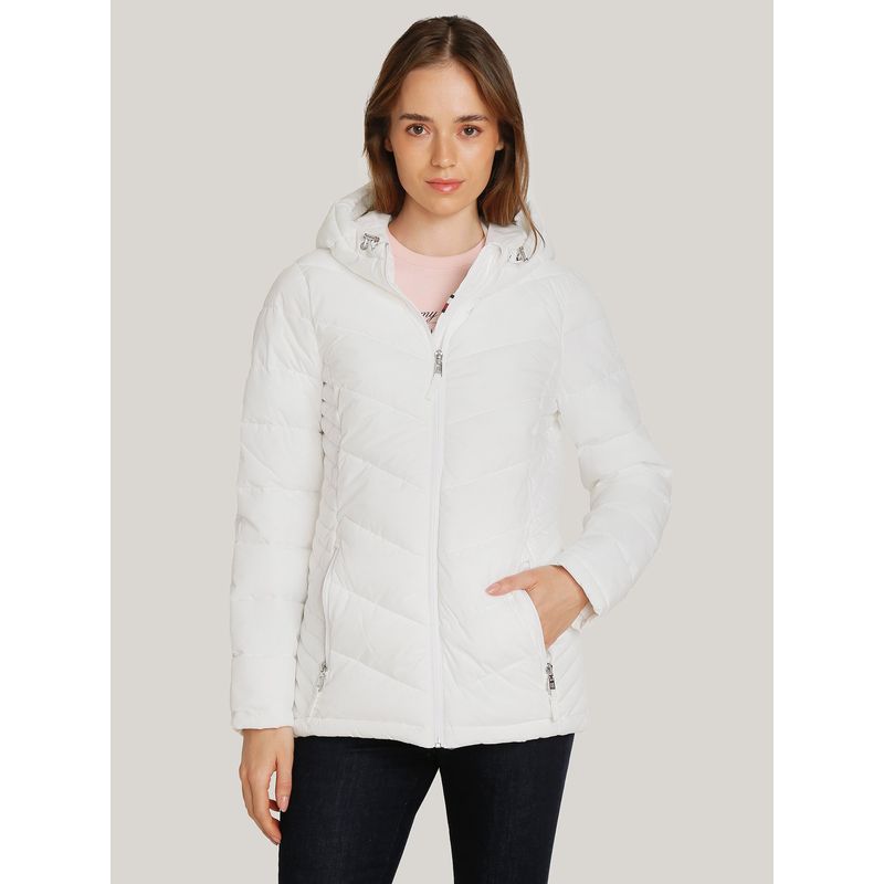 TOMMY HILFIGER - Parka Packable Solid Acolchada Con Gorro Blanco Tommy Hilfiger