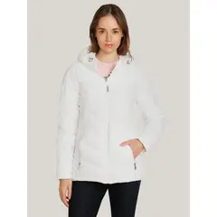 TOMMY HILFIGER - Parka Packable Solid Acolchada Con Gorro Blanco