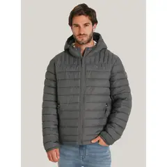TOMMY HILFIGER - Parka Weight Quilted Colorblock Gris