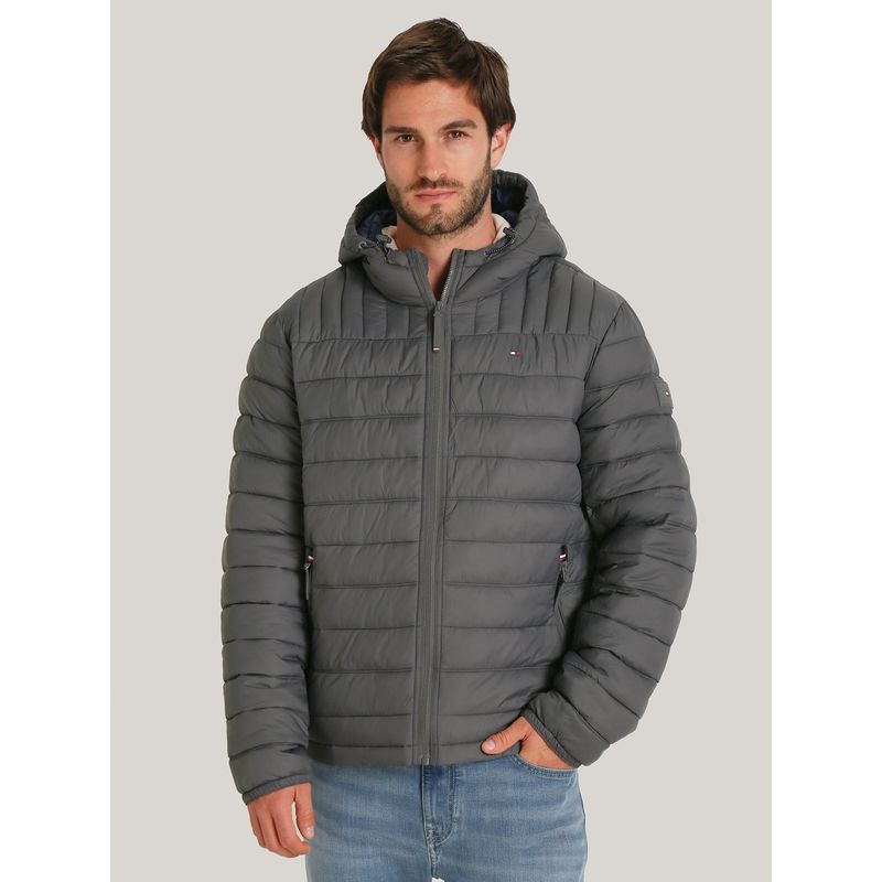 TOMMY HILFIGER - Parka Weight Quilted Colorblock Gris Tommy Hilfiger