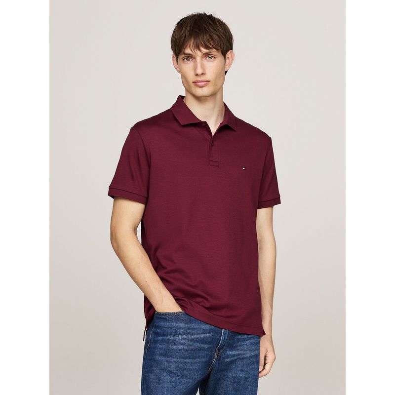 TOMMY HILFIGER - Polo Essential Liquid Cotton Burdeo Tommy Hilfiger