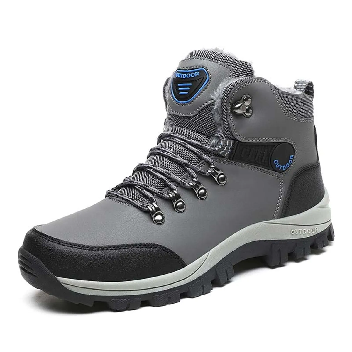 SHANDIAN - Zapatillas botin de hombre trekking temico invierno Negro