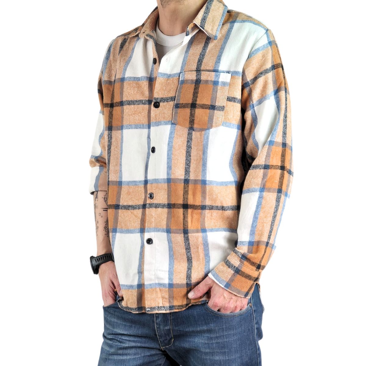 LIKE SHOP - Camisa Algodón Invierno Leñadora A Cuadros Hombre 0033