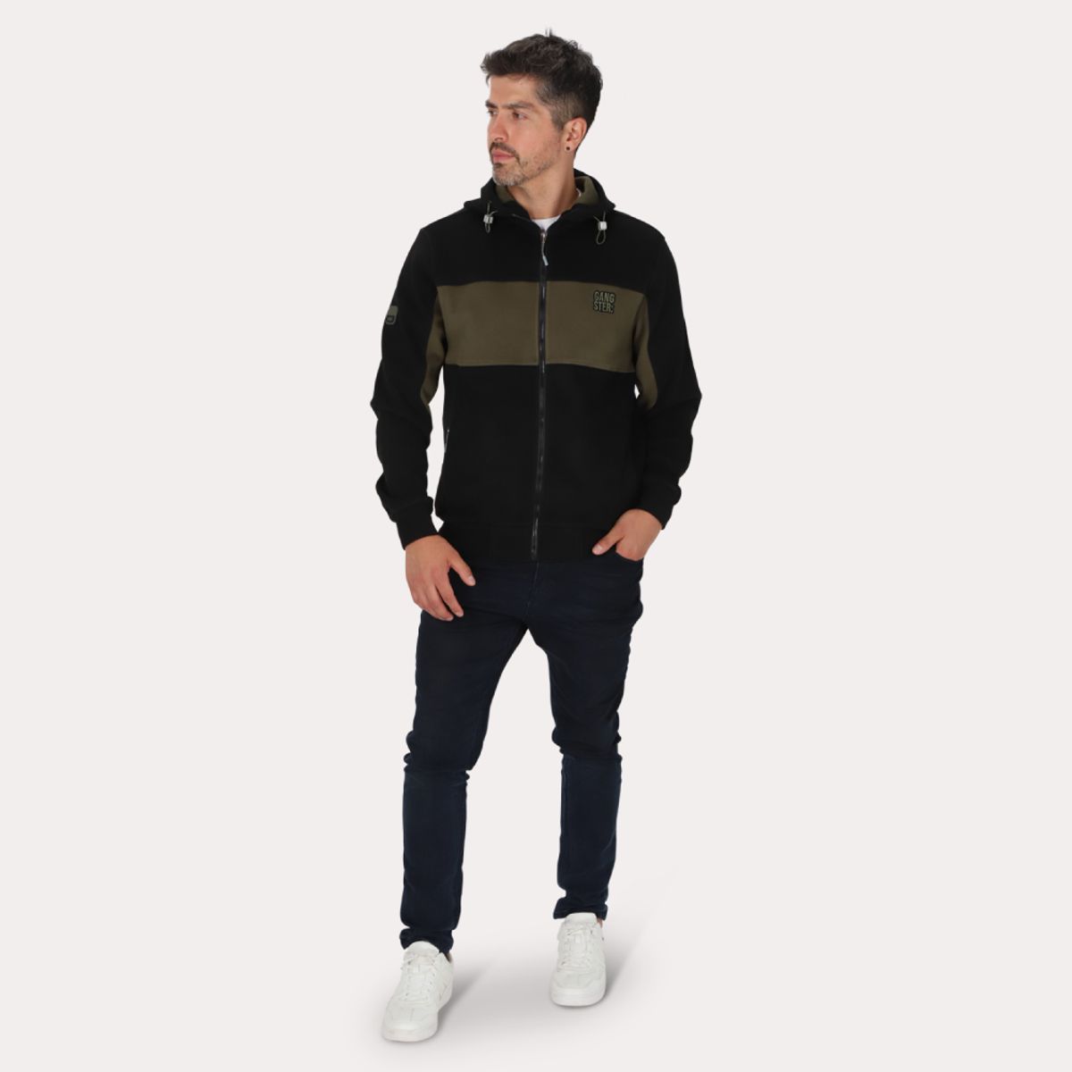 GANGSTER - Poleron Full Zipper Polarix Negro Gangster