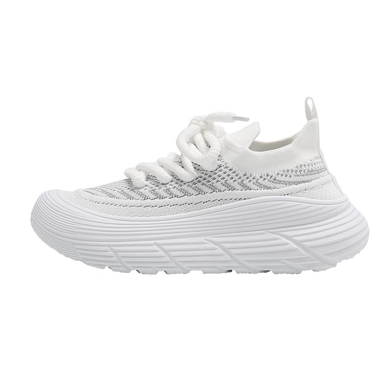 SHANDIAN - Zapatillas Plataforma Mujer Beige