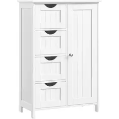 SPACEZAT - Mueble Gabinete Organizador Multiuso Blanco 4 Cajones Uttran