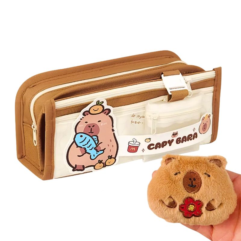 GENERICO - Estuche Grande Capibara Diseño Kawaii Multifuncional