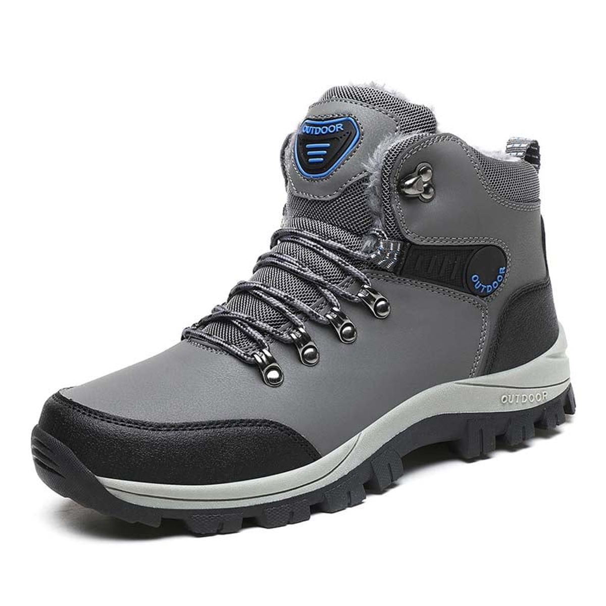SHANDIAN - Zapatillas botin de hombre trekking temico invierno Negro