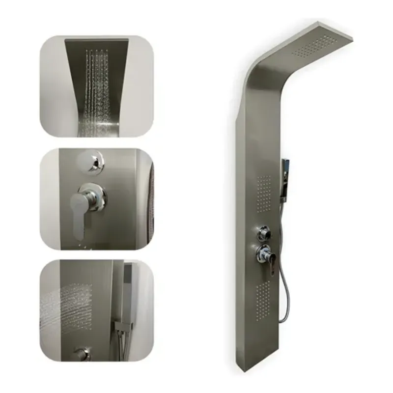 HOMEBRANDT - Ducha Columna Panel De 3 Jets Con Hidromasajes Torre Plateado