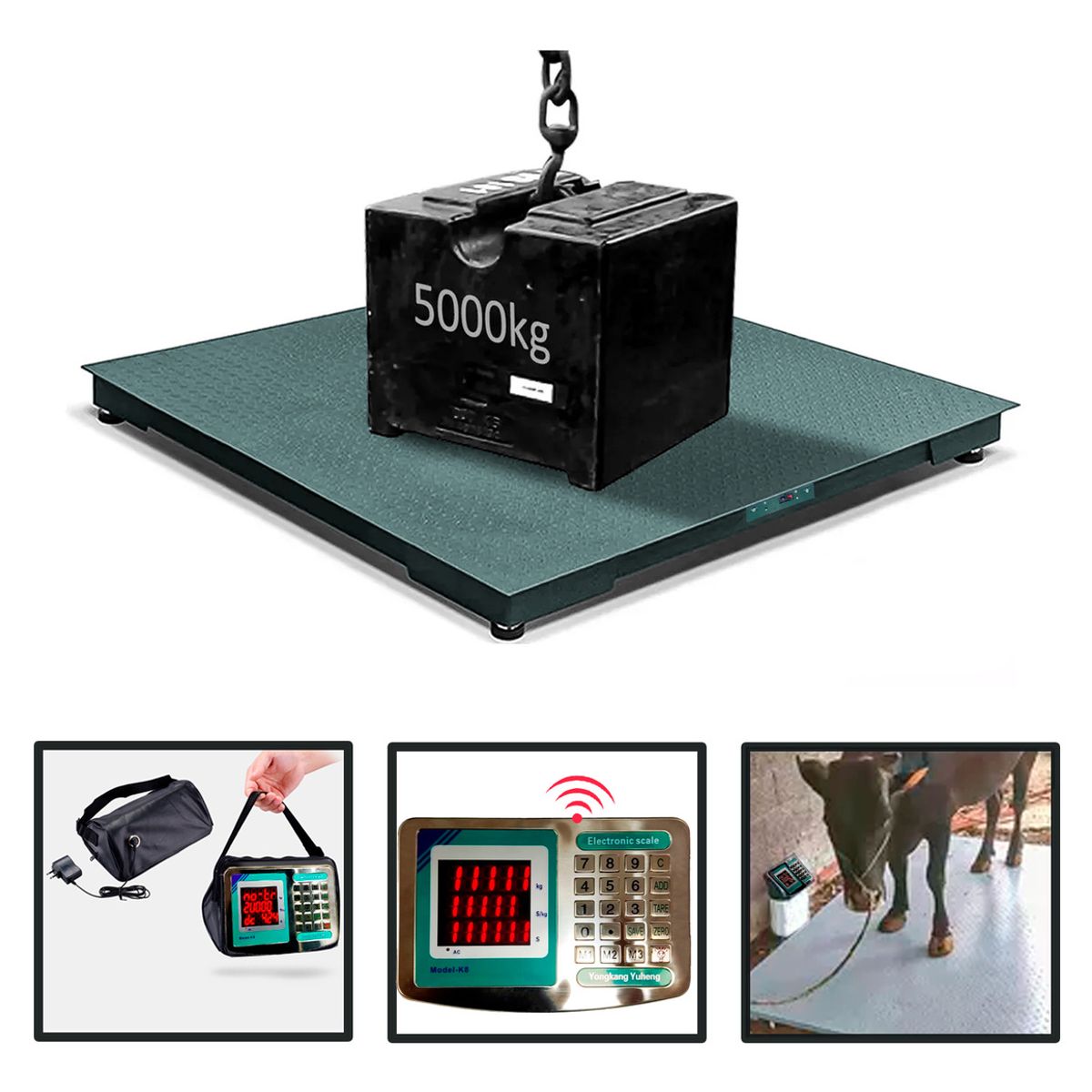 GENERICO - Balanza plataforma 1,2 x 1,2 m 5 ton cabezal Inalambrica 100mtrs