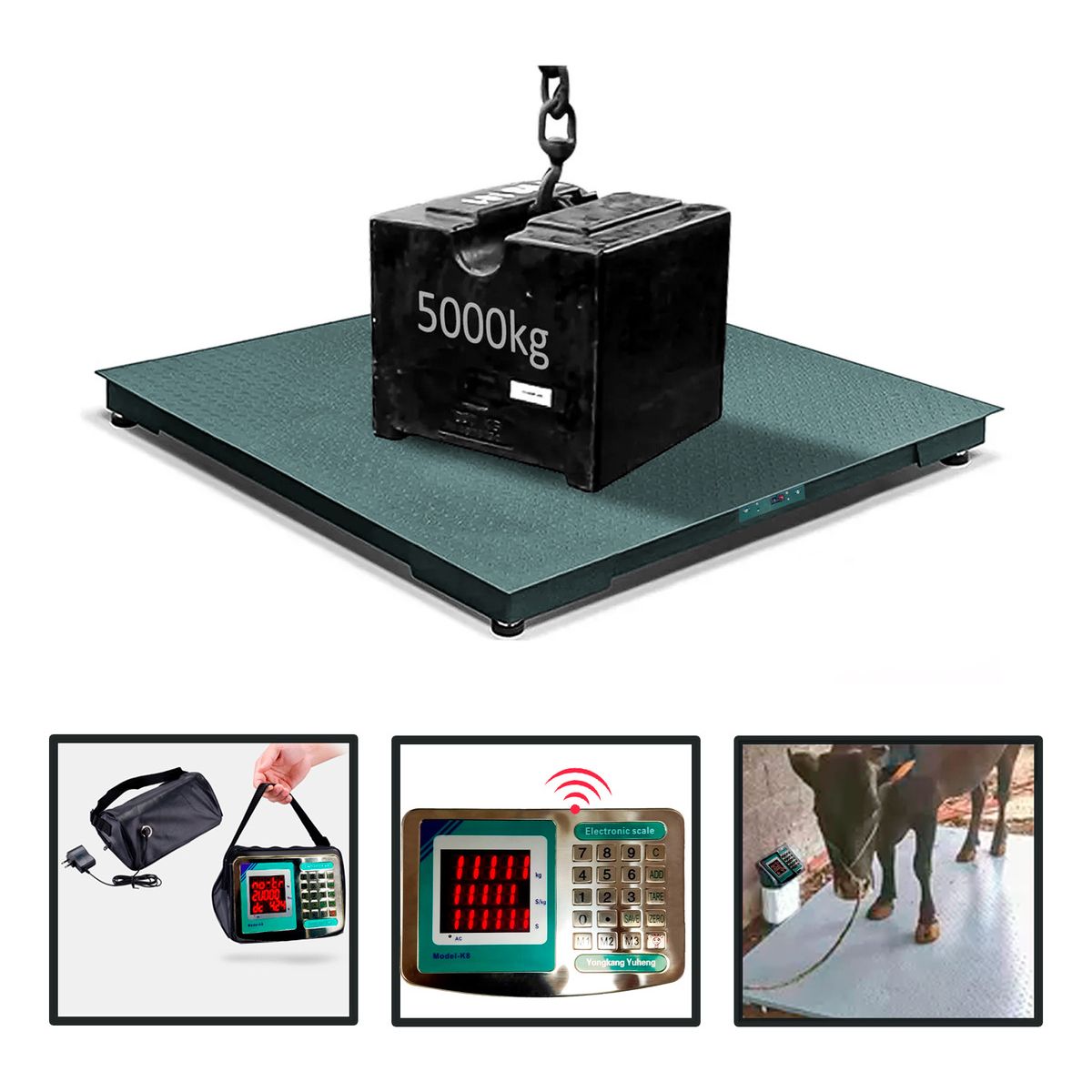 GENERICO - Balanza plataforma 1,2 x 1,2 m 5 ton cabezal Inalambrica 100mtrs