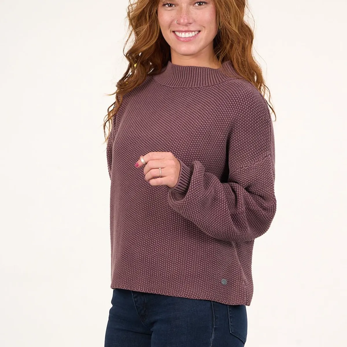 POLEMIC - Sweater mujer algodon con proceso Ciruela Polemic