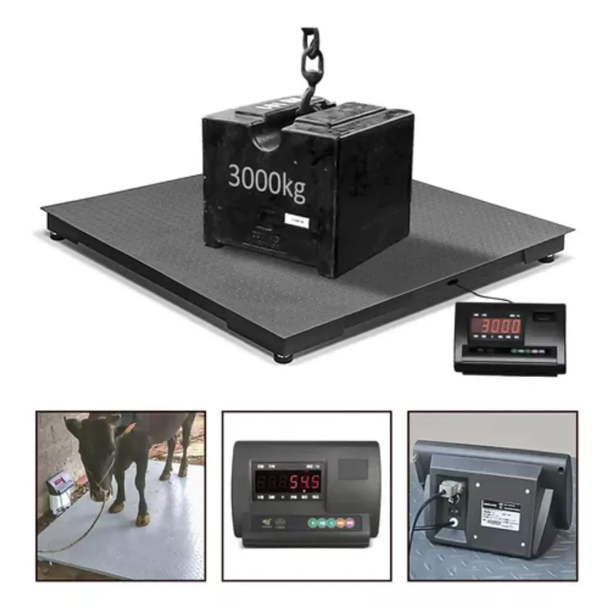 GENERICO - Balanza Plataforma 1,2 m x 1,2 m 3 Toneladas Pesa Digital Industrial