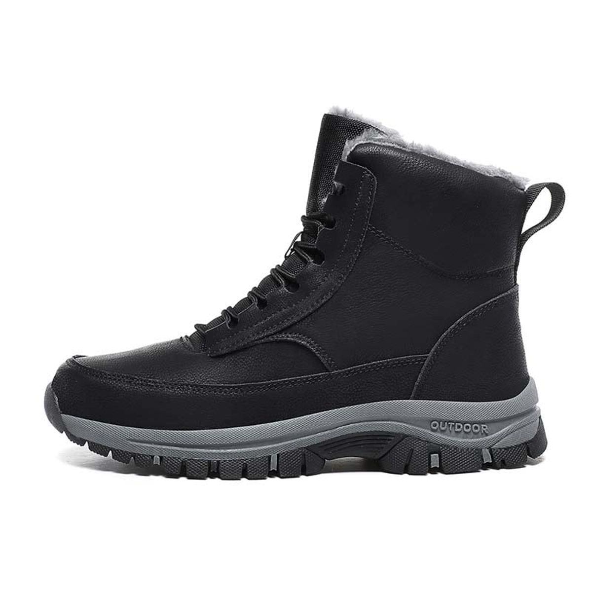 SHANDIAN - Zapatillas botin de hombre trekking temico invierno Negro