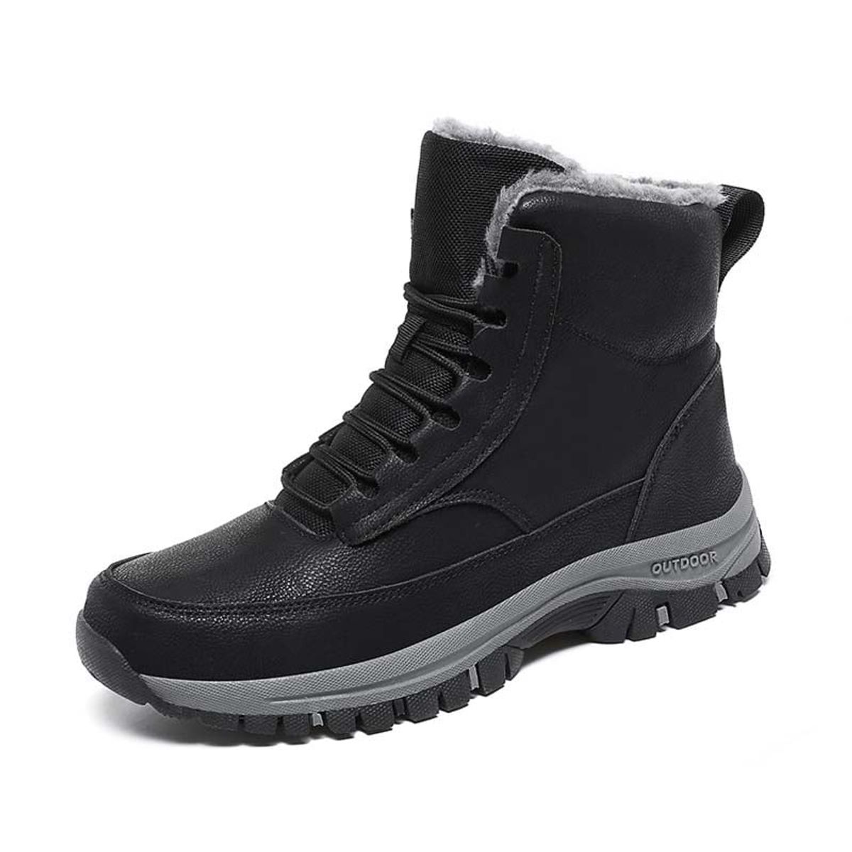 SHANDIAN - Zapatillas botin de hombre trekking temico invierno Negro