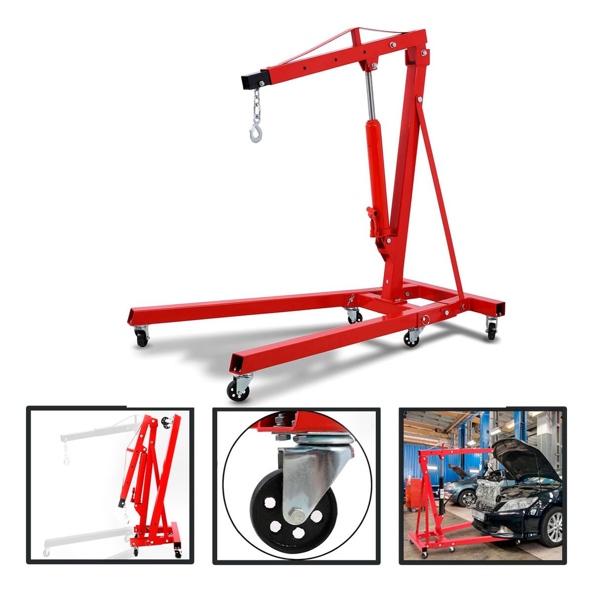 HOMEBRANDT - Tecle Grua Pluma Hidraulico 2 Toneladas Desmontable Hardpro