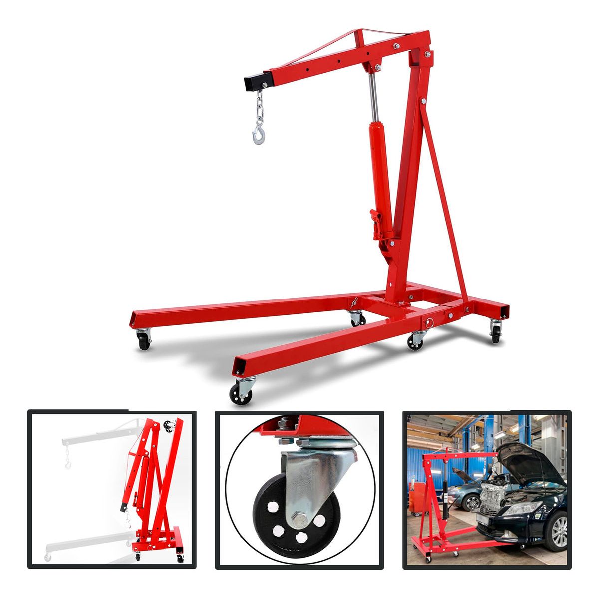 HOMEBRANDT - Tecle Grua Pluma Hidraulico 2 Toneladas Desmontable Hardpro