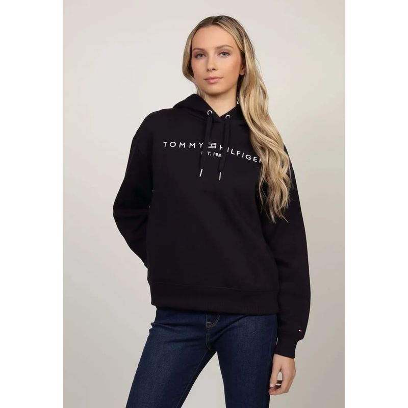 TOMMY HILFIGER - Polerón Hoodie Con Logo Bordado Azul Tommy Hilfiger