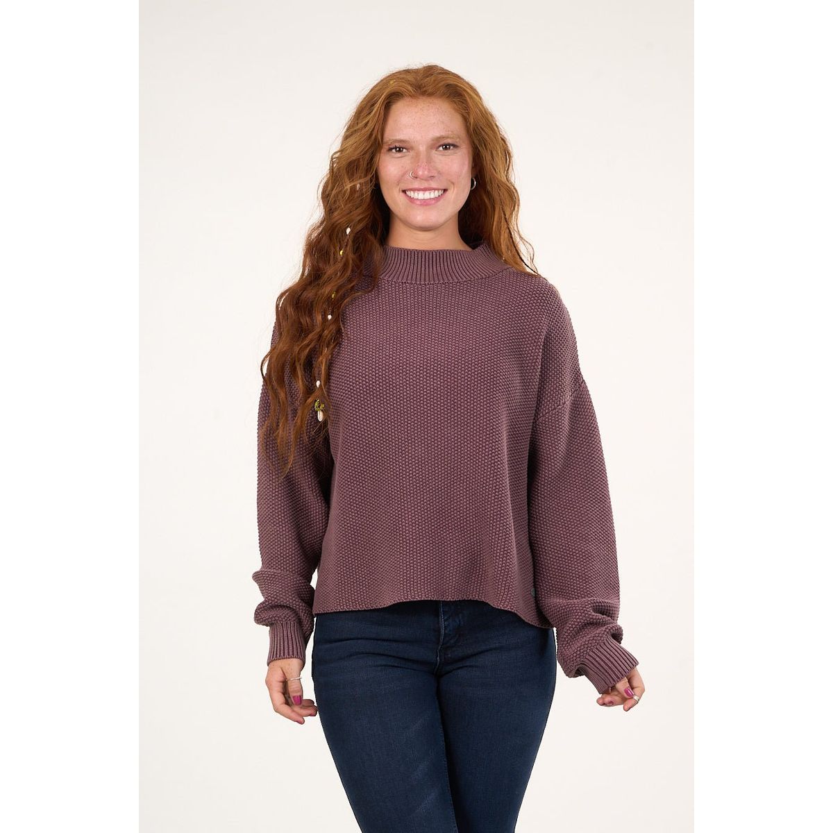 POLEMIC - Sweater mujer algodon con proceso Ciruela Polemic