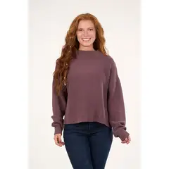 POLEMIC - Sweater mujer algodon con proceso Ciruela