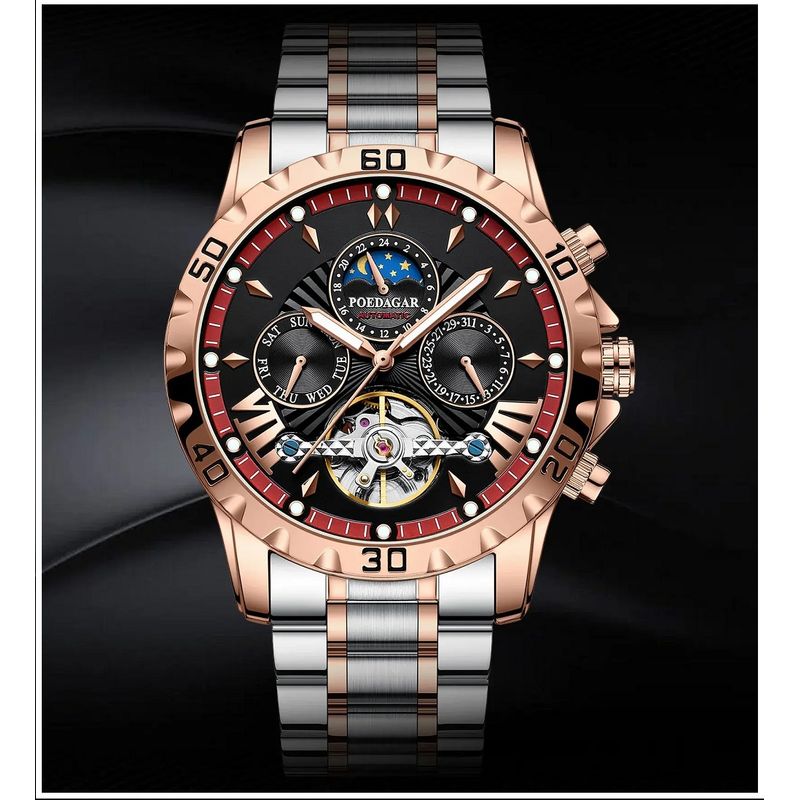 STARTECHOFFICE - Reloj Automático para Hombre Mecánico Tourbillon Impermeable 3ATM
