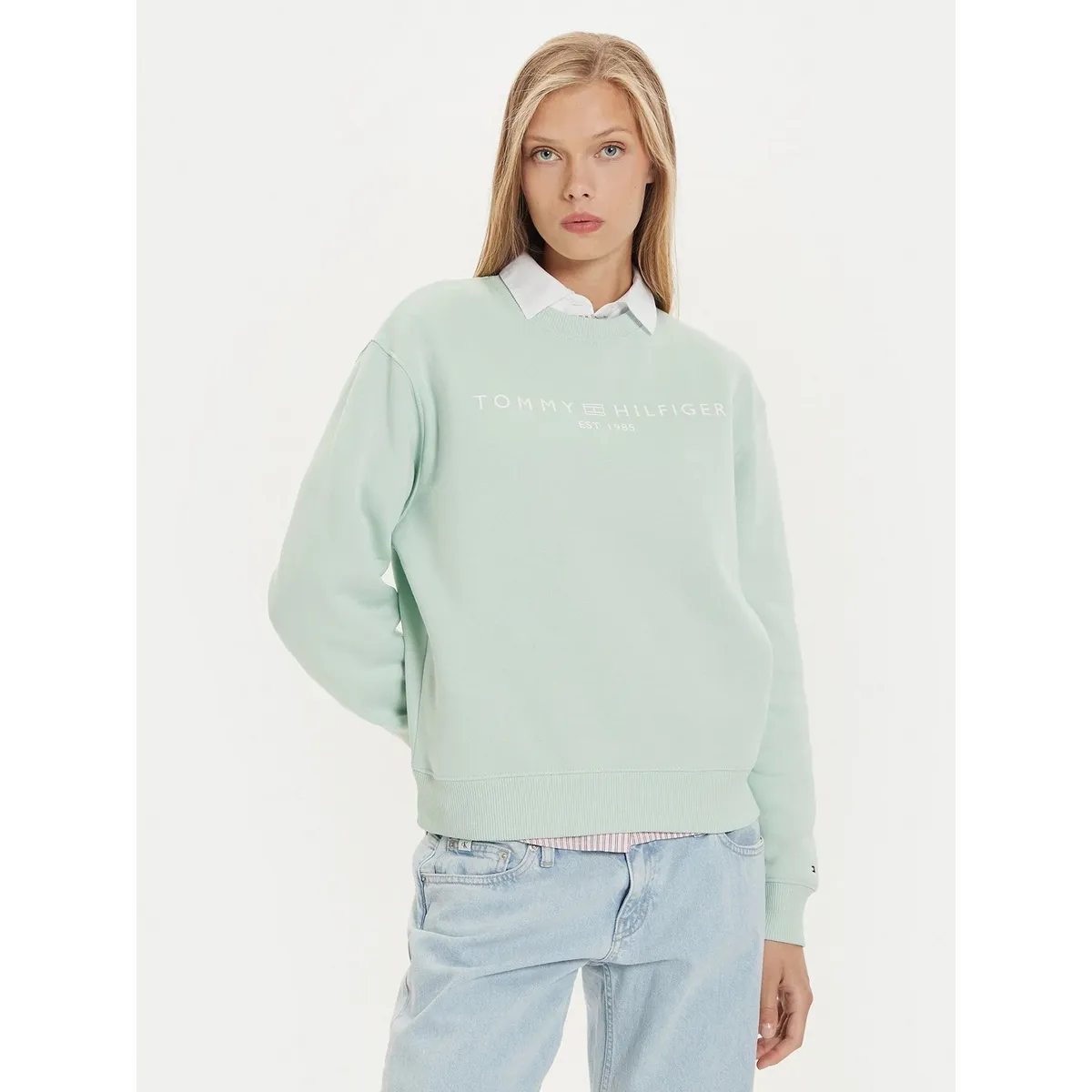 TOMMY HILFIGER - Polerón Modern Con Logo Verde Tommy Hilfiger