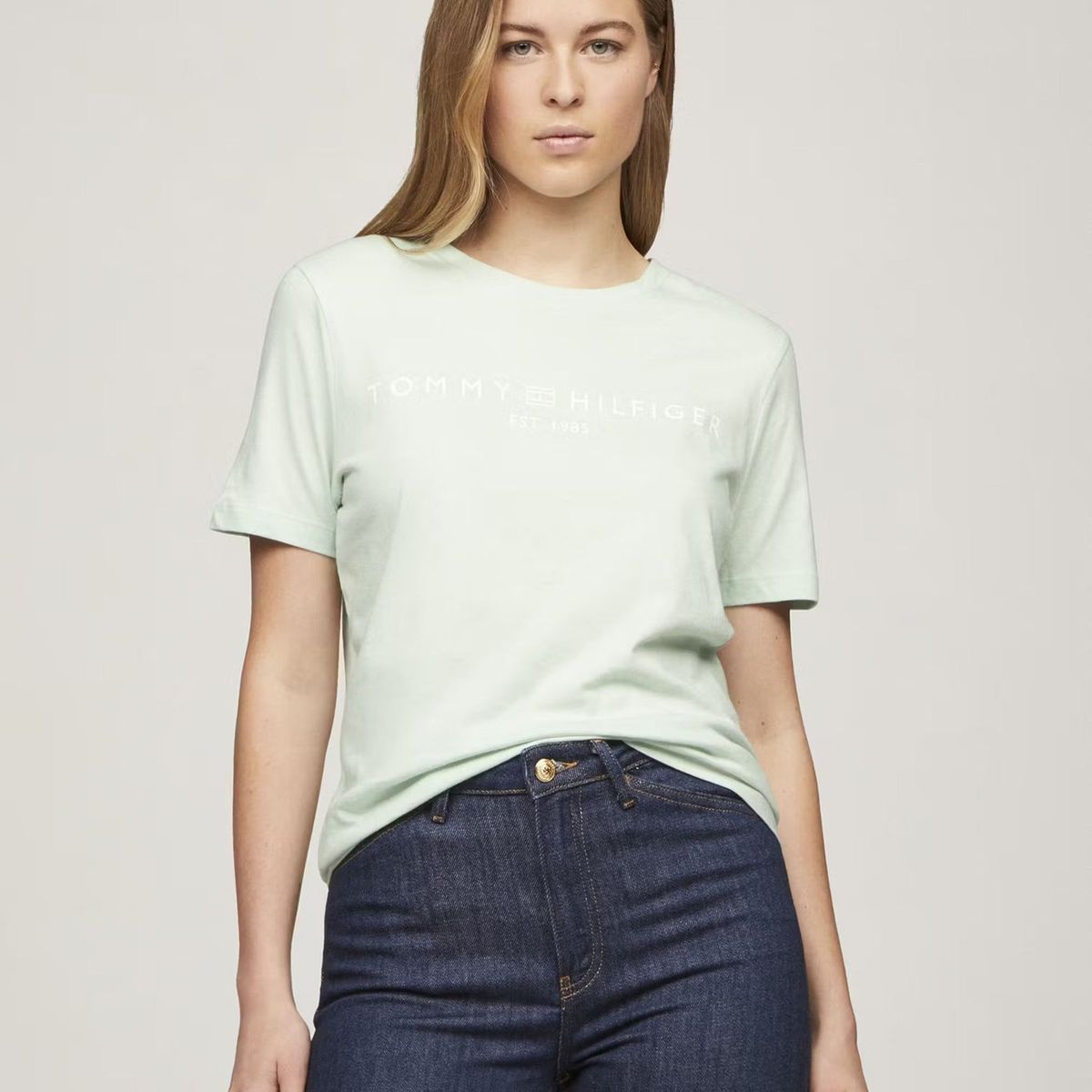 TOMMY HILFIGER - Polera Signature Con Logo Verde Tommy Hilfiger