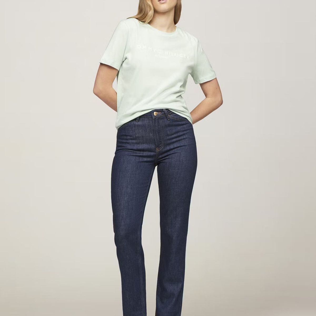 TOMMY HILFIGER - Polera Signature Con Logo Verde Tommy Hilfiger