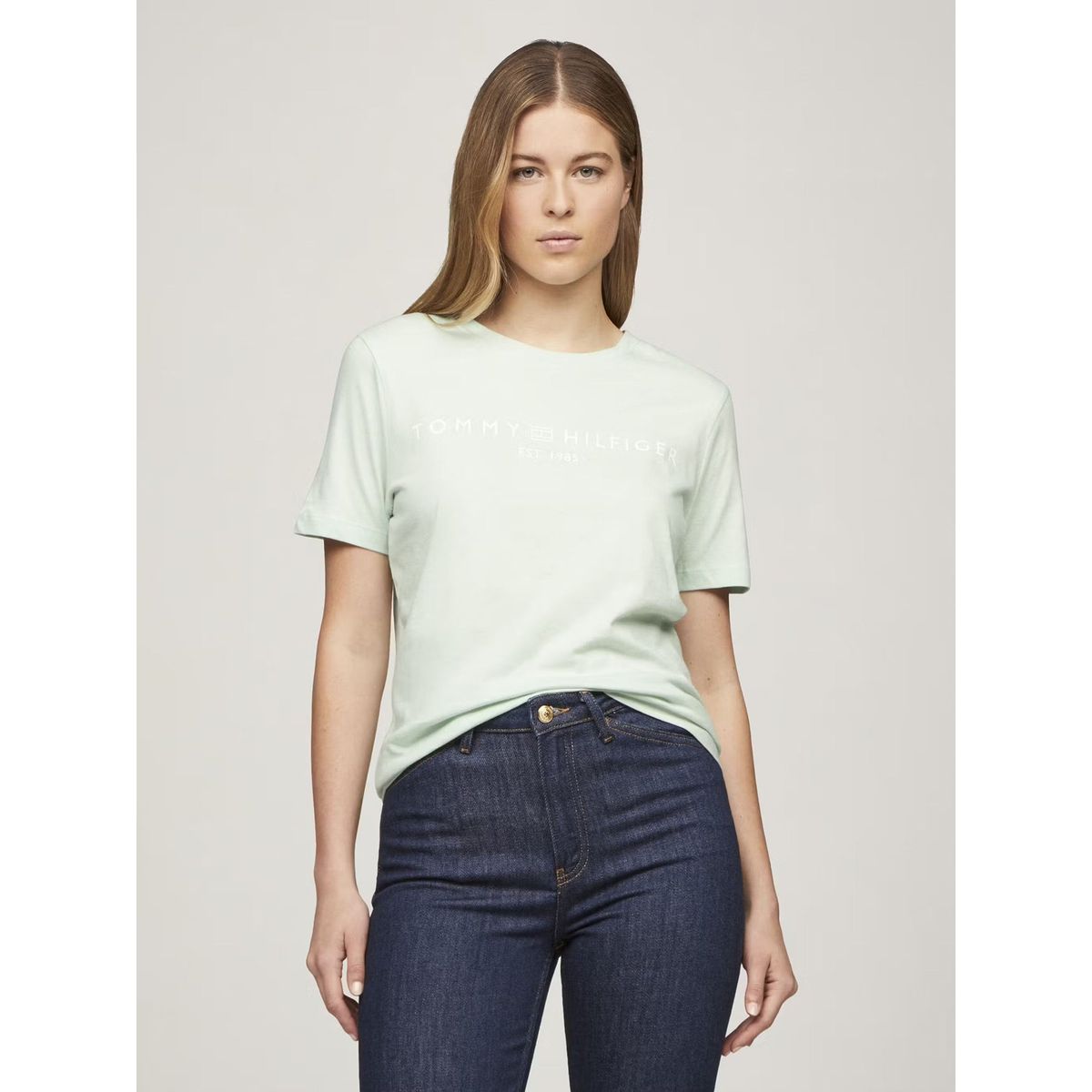 TOMMY HILFIGER - Polera Signature Con Logo Verde Tommy Hilfiger