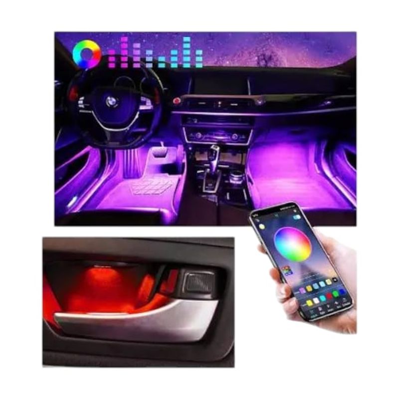 GENERICO - Pack 4 luces led RGB interior para vehiculos 12v