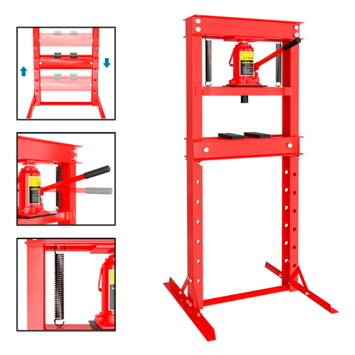 GENERICO - Prensa Hidraulica Gato Acero Reforzado Hardpro 12 Toneladas