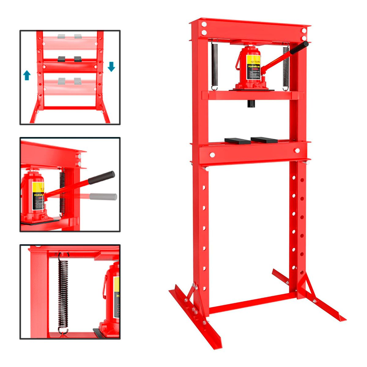 GENERICO - Prensa Hidraulica Gato Acero Reforzado Hardpro 12 Toneladas
