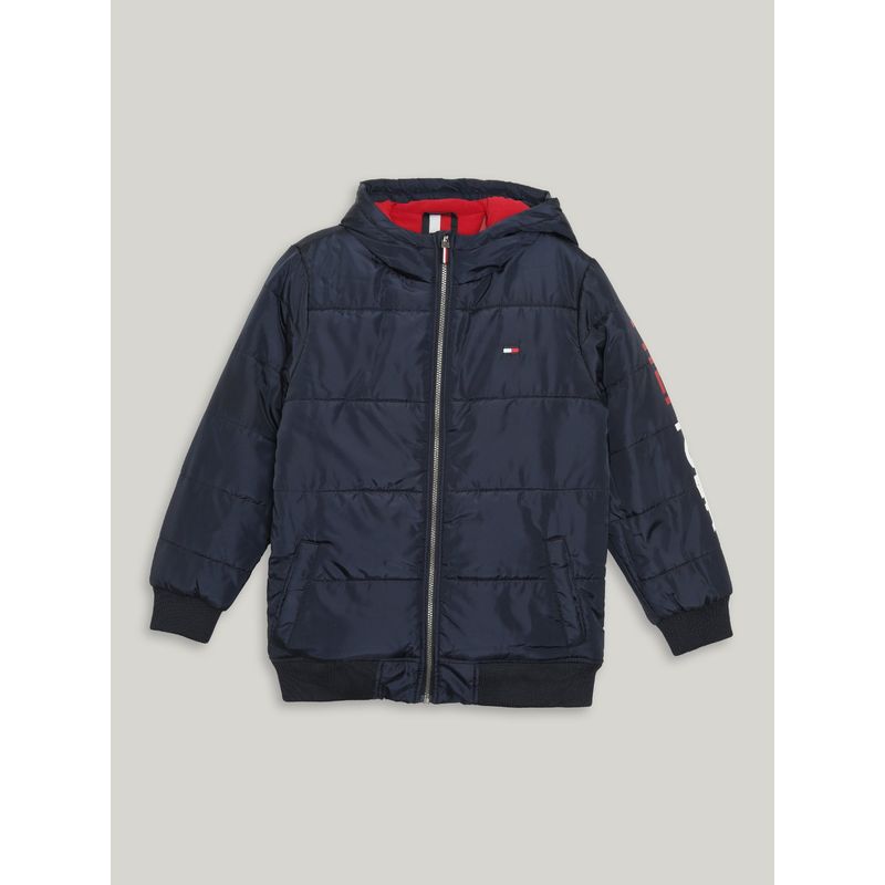 TOMMY HILFIGER - Parka De Niño Con Gorro Acolchada Con Logo Azul Tommy Hilfiger