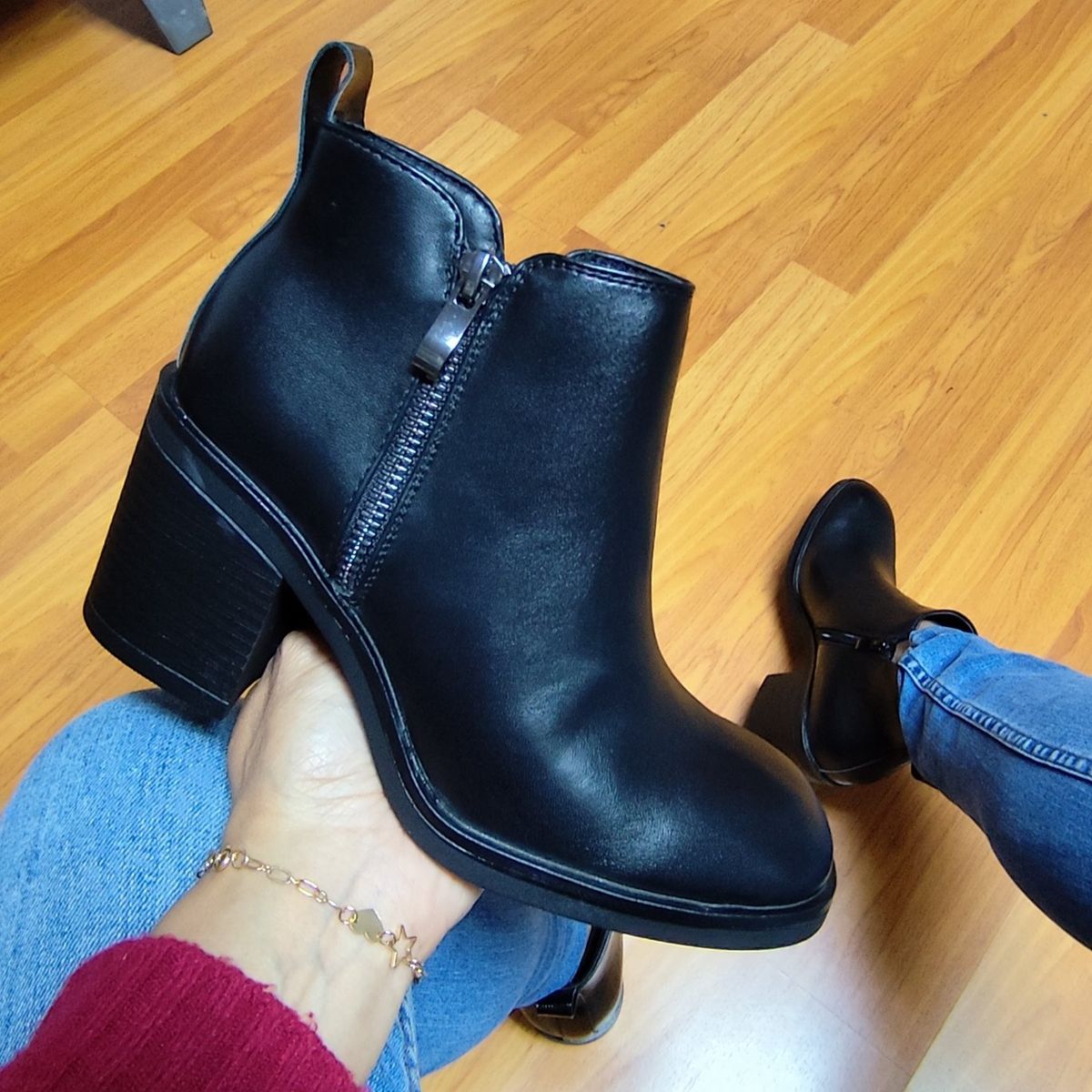 PAND G - Botín Negro  para Dama  Taco Medio  M459