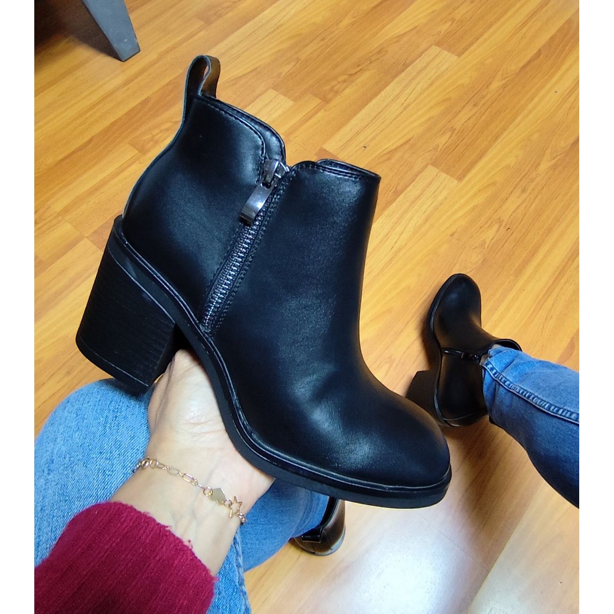 PAND G - Botín Negro  para Dama  Taco Medio  M459