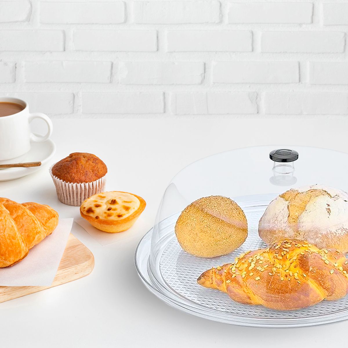 GASTROPLAST - Pack Tapa Domo Redonda Policarbonato Ø35 Cm Con Base