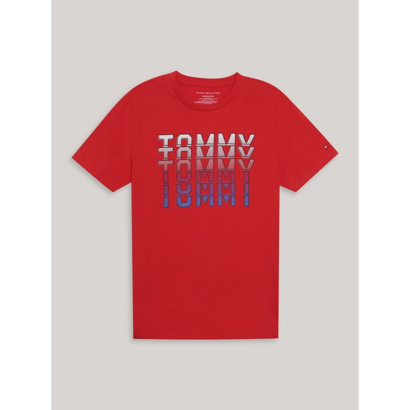 TOMMY HILFIGER - Polera De Niño Flutter Graphic Logo Rojo Tommy Hilfiger_.