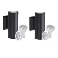 WANT - Aplique Bidireccional Porta Ampolleta Gu10 Incluidas Negro Ip54
