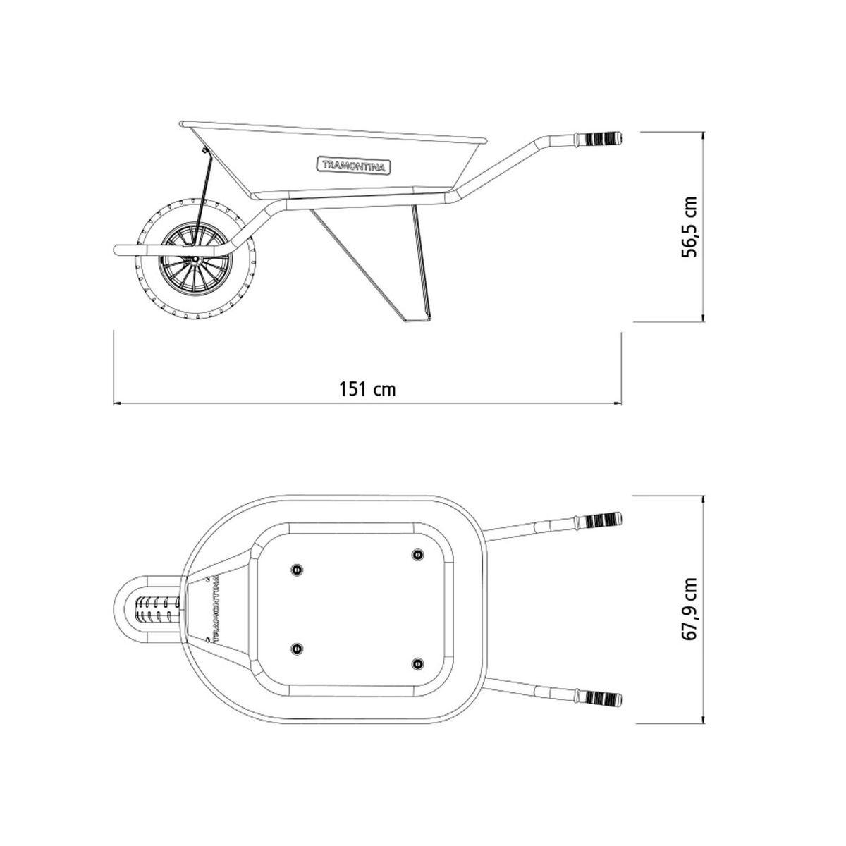 TRAMONTINA - Carretilla De Mano Naranja 80Lts Rueda 4.8