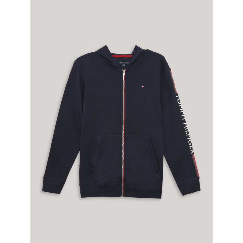 TOMMY HILFIGER - Polerón Hoodie De Niño Con Cierre Azul Tommy Hilfiger