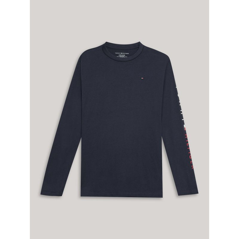 TOMMY HILFIGER - Polera De Niño Solid Con Logo Script Azul Tommy Hilfiger