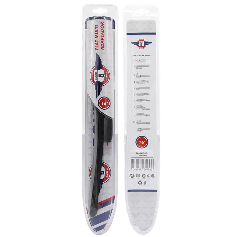 GENERICO - Plumilla Delantera 16 Pulgadas 40 Cm Multi Adaptadores 