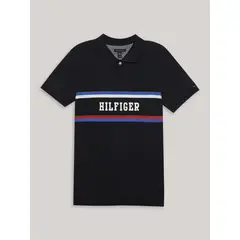 TOMMY HILFIGER - Polo De Niño Con Logo Estampado Azul Tommy Hilfiger_.