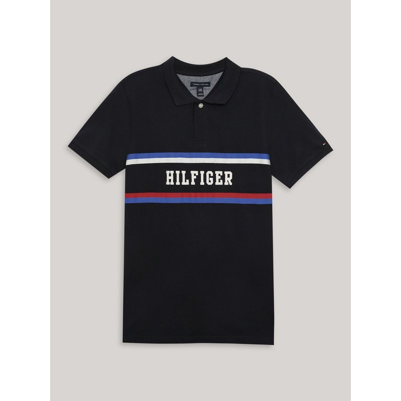 TOMMY HILFIGER - Polo De Niño Con Logo Estampado Azul Tommy Hilfiger_.