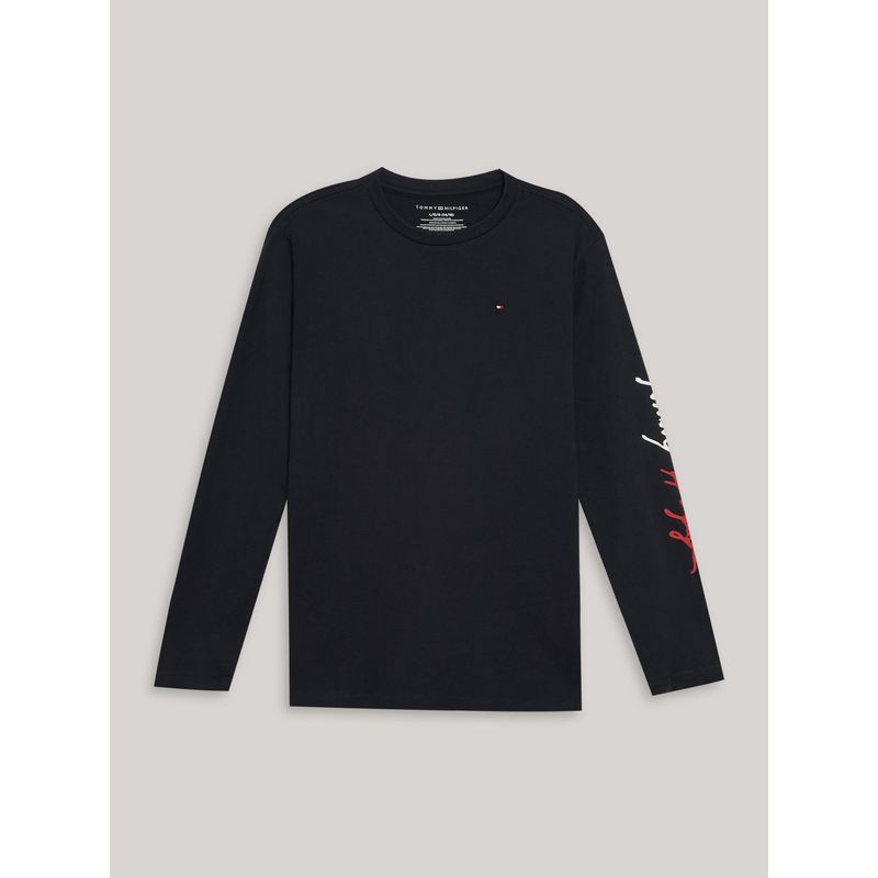 TOMMY HILFIGER - Polera De Niño Con Logo Script Azul Tommy Hilfiger