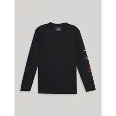 TOMMY HILFIGER - Polera De Niño Con Logo Script Azul