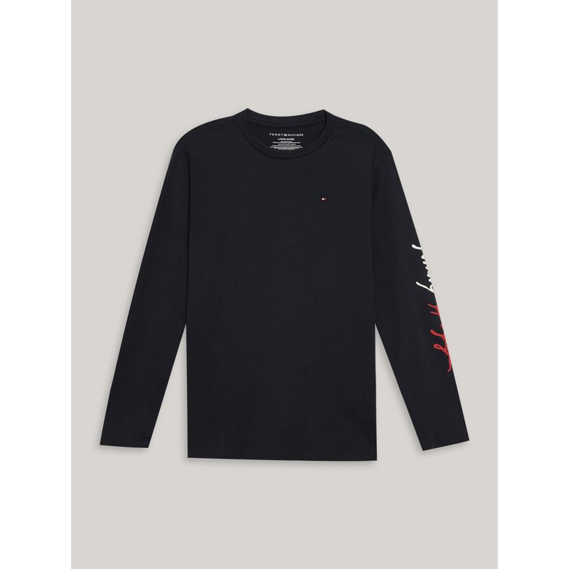 TOMMY HILFIGER - Polera De Niño Con Logo Script Azul Tommy Hilfiger