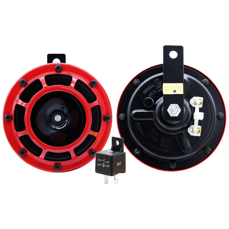 HELLA - Bocina Original Hella Plato Roja Super Tono 12V 500Hz 118Db